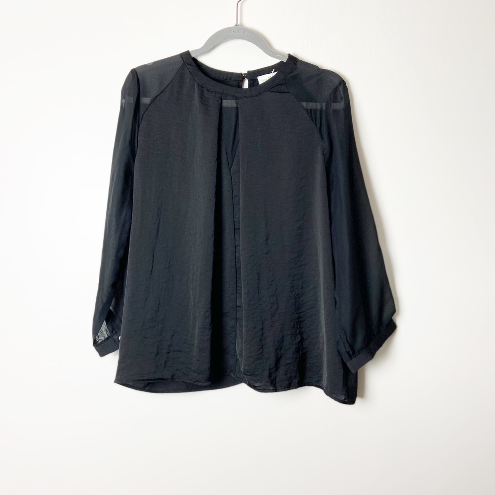 NSR • NEW Black Mixed Media Blouse Sz L